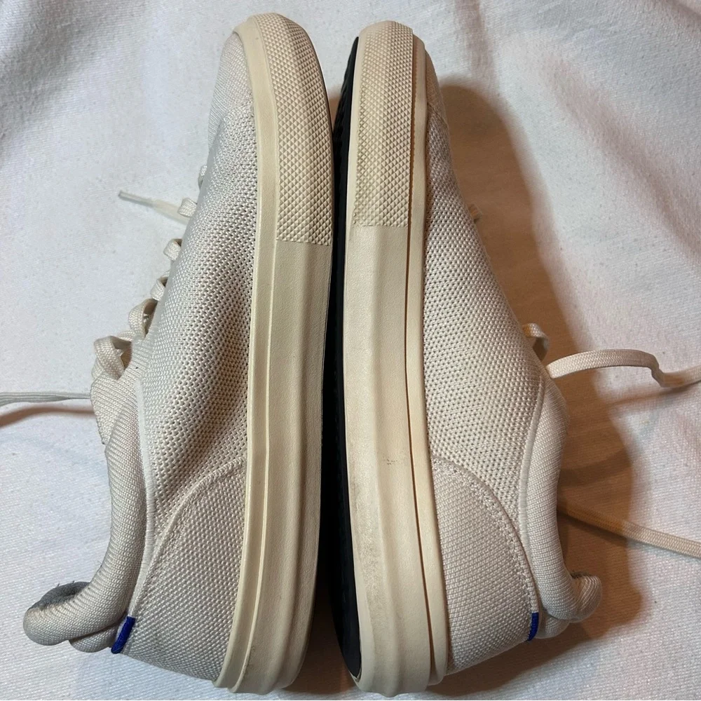 Rothy's RS02 Unisex Lace-Up Sneakers Men 9 Women 10.5 Beige Knit Mesh Comfort - Picture 6 of 8